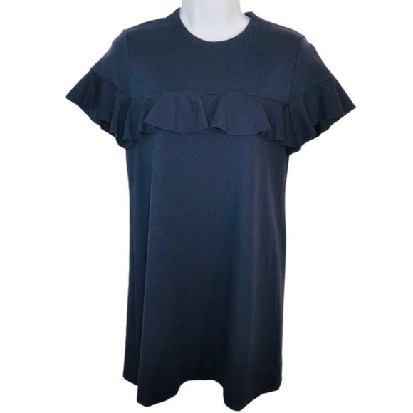 Il Gufo Other - il Gufo Ruffle Yoke Shift Dress Navy Blue Girls 14